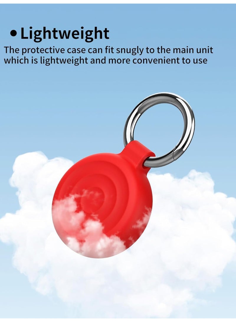 Protective Case Compatible with AirTags, Waterproof TPU Holder Case, Shockproof Anti-Scratch Cover with Keyring and Metal Catabiner, Tag Holder Protective Cover for Kids, Key, Bag, Luggage (Red D) - Image 3